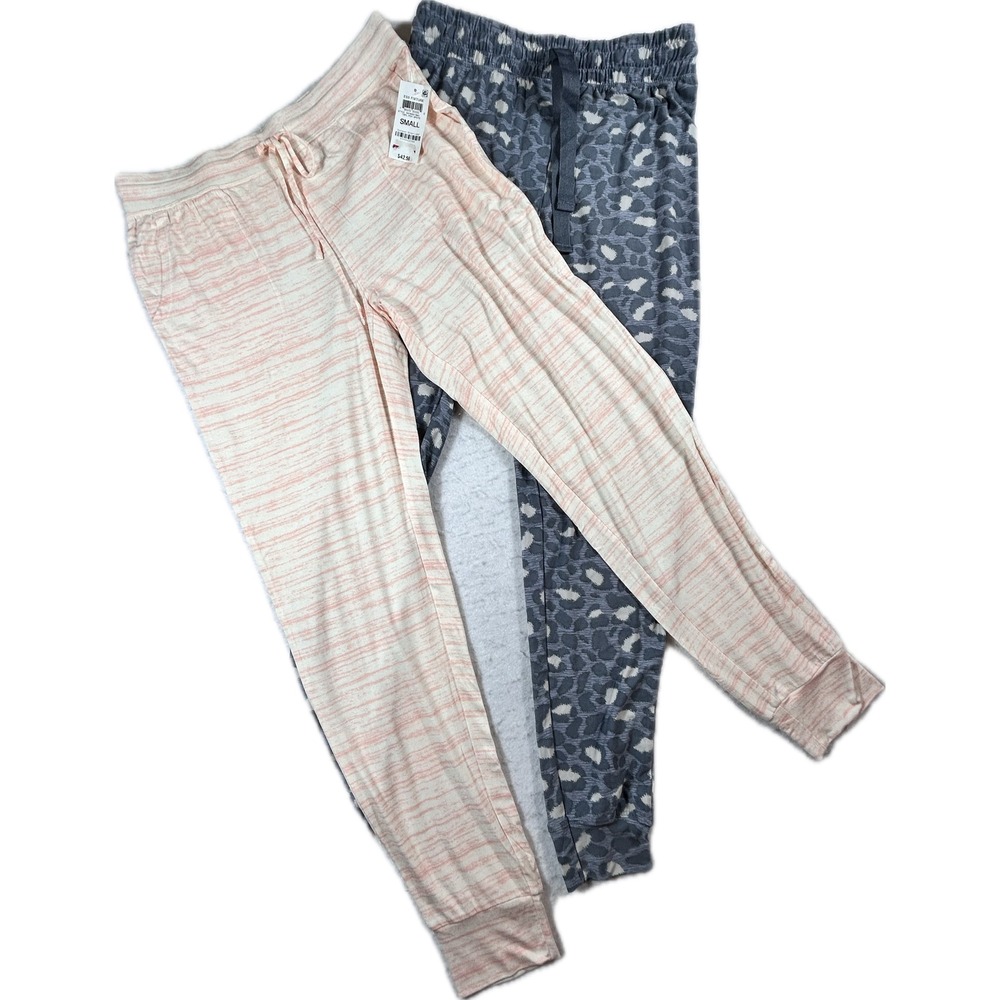 Alfani & Charter Club Womens Pajama Jogger Pants Set Small Pink Grey NWT 2pk